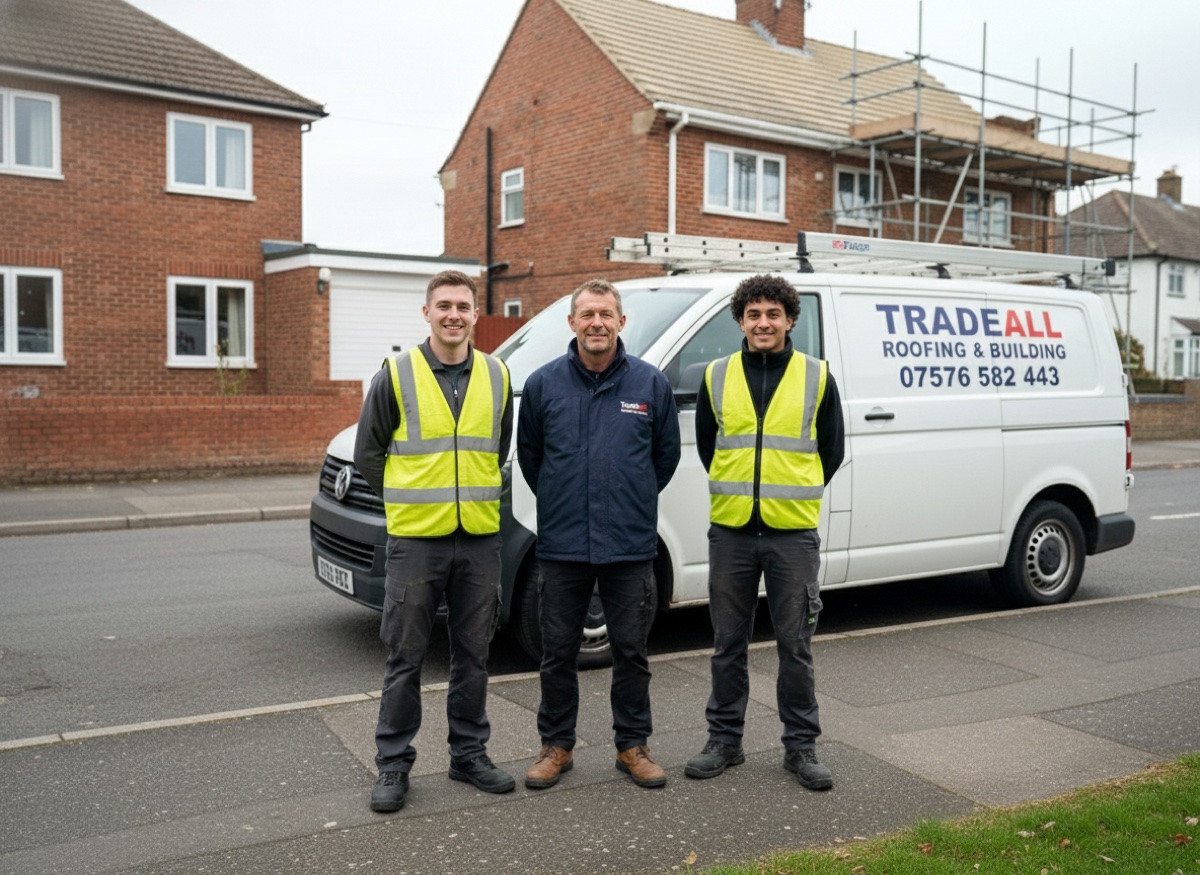 Martin and the Tradeall Roofing crew, on-site in Hampshire